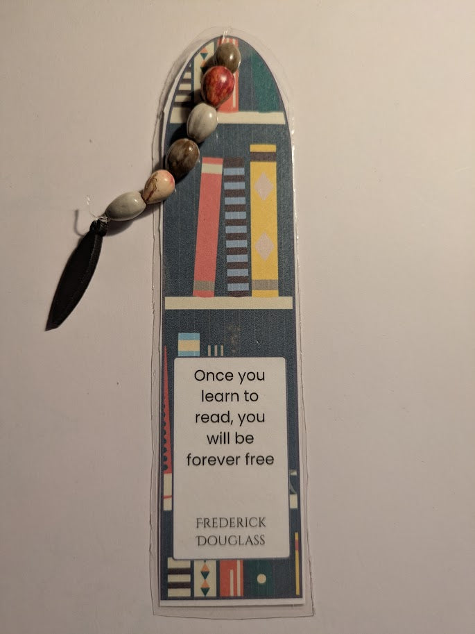 Bookmark Fredrick Douglas and black leaf