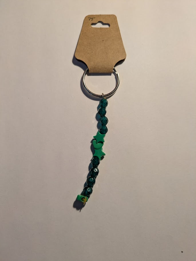 Green heart and star Keychain