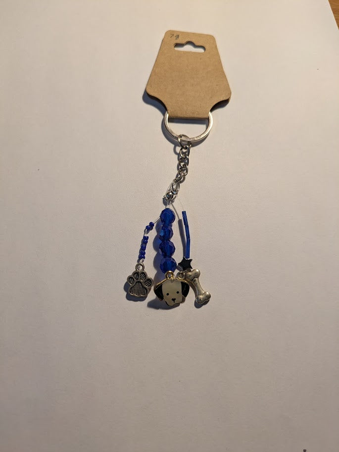 Blue Trio Dog Keychain