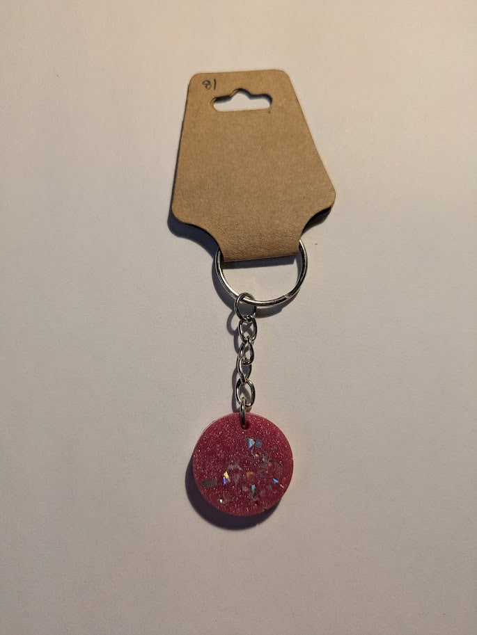 Pink resin circle Keychain