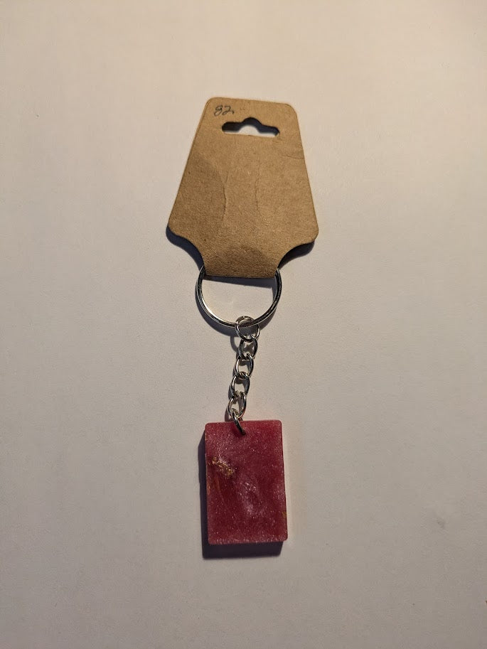 Pink rectangle resin Keychain