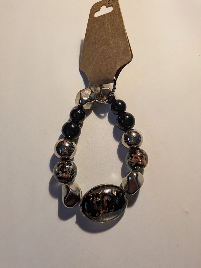 Black Silver gold chuncky Keychain