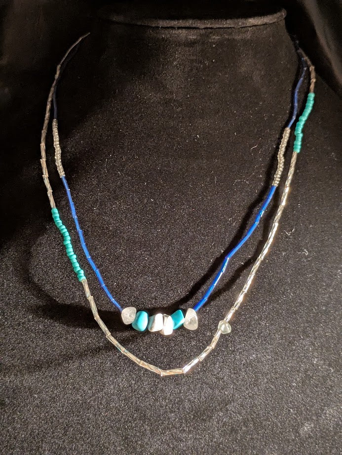 Double Necklace Blue stone