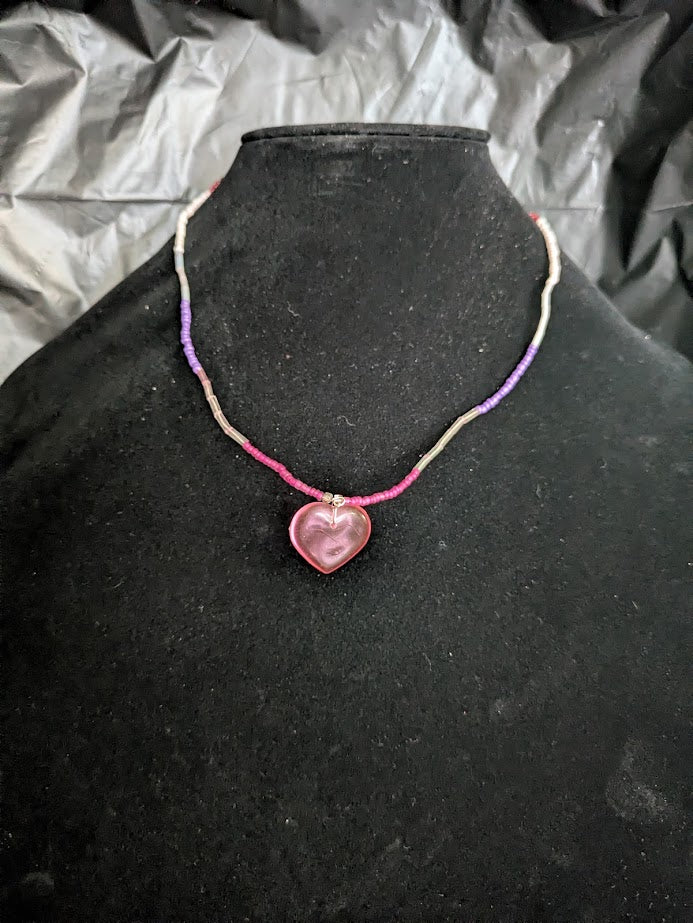 Pink and purple beaded necklace