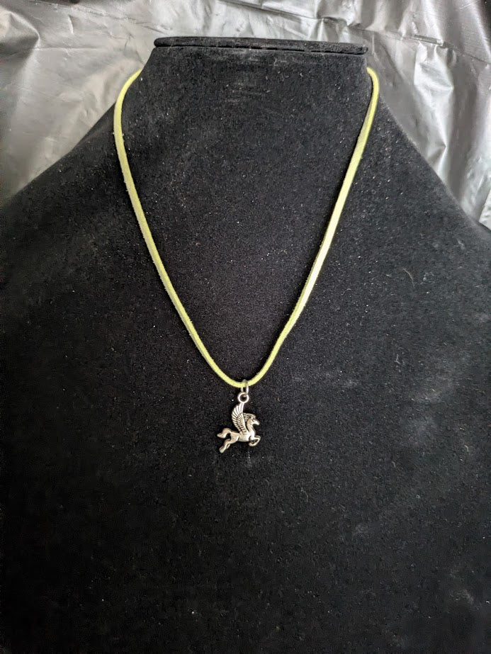 Yellow green cord horse w/ wings