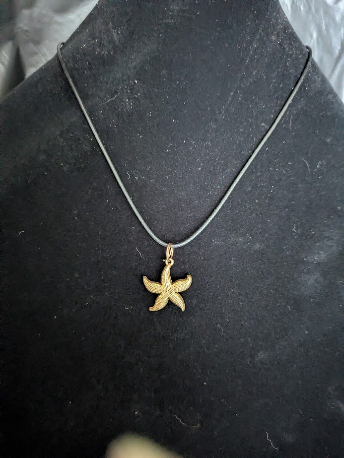 Black cord Gold Starfish