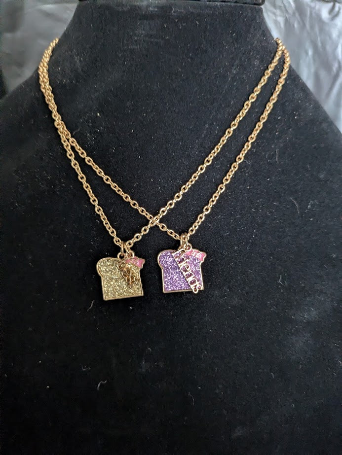Gold PB&J BFF dual necklace