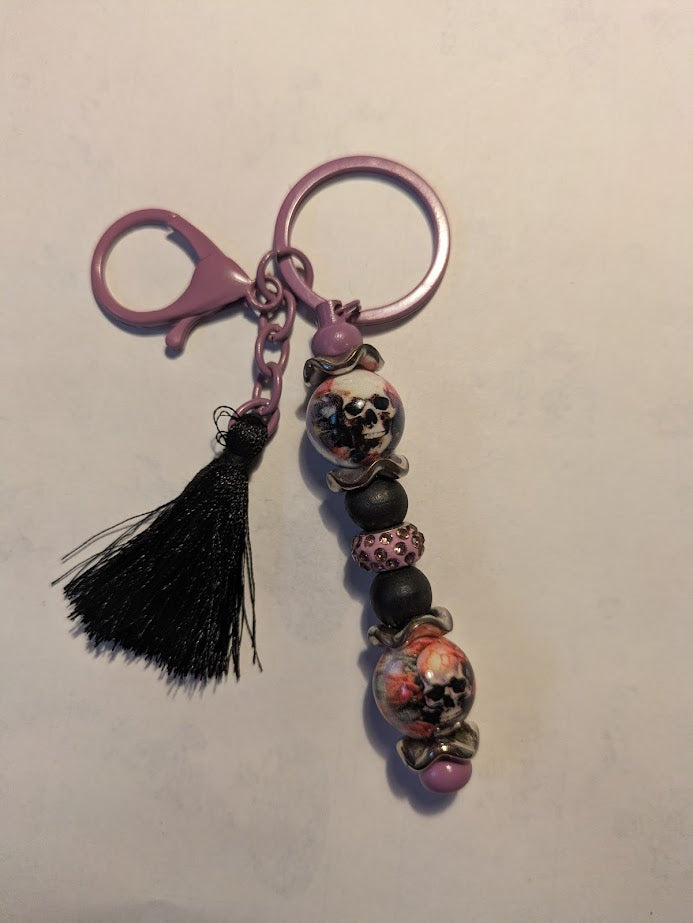 Double Clip Purple Skulls w/Black