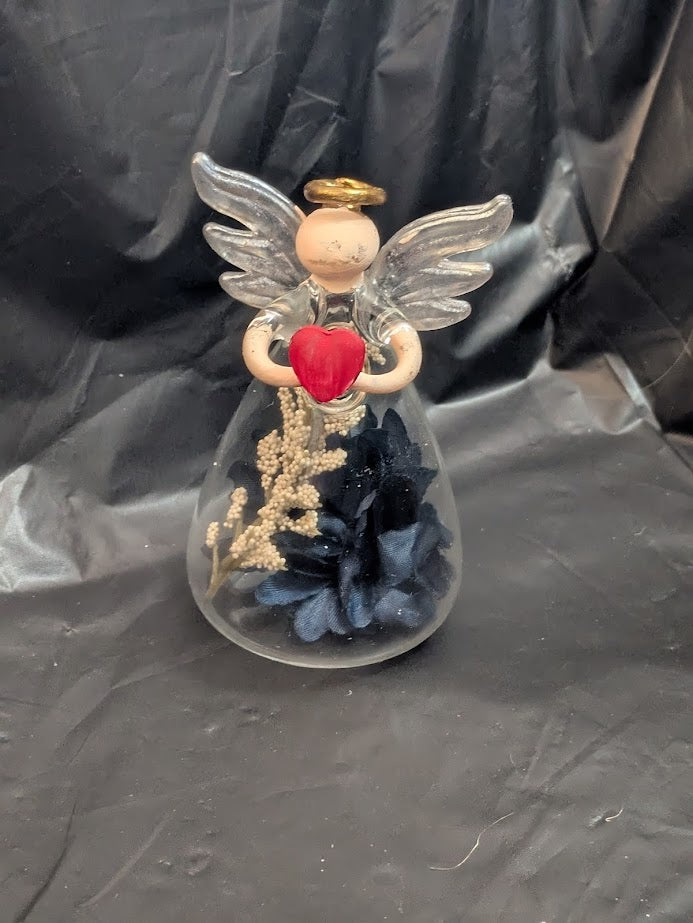 Glass Angels with Flowers Blue Flowers