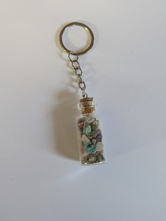 Jar of misc stones and gems keychain