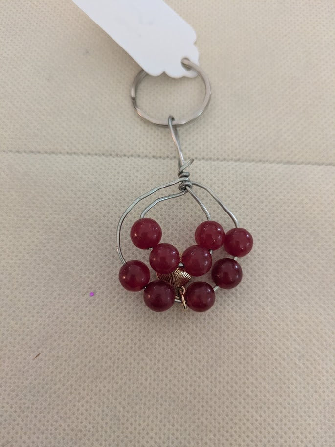 Red Beaded Circle Keychain