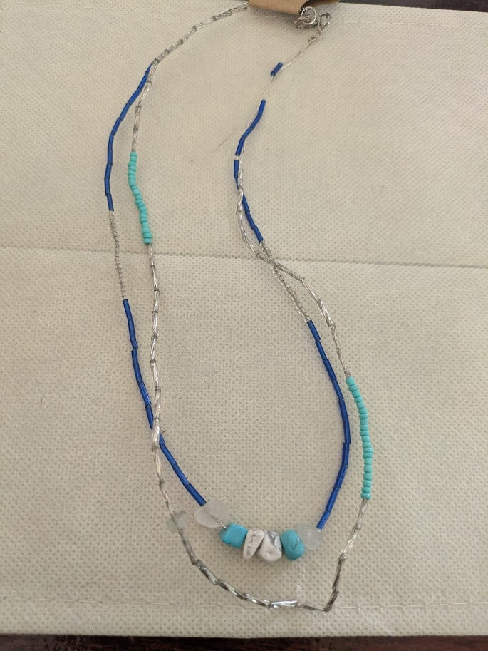 Blue and White stones Necklace