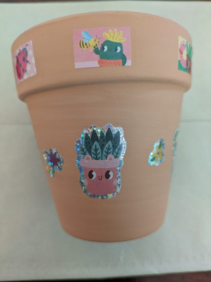 Flower pot with Garden stickers