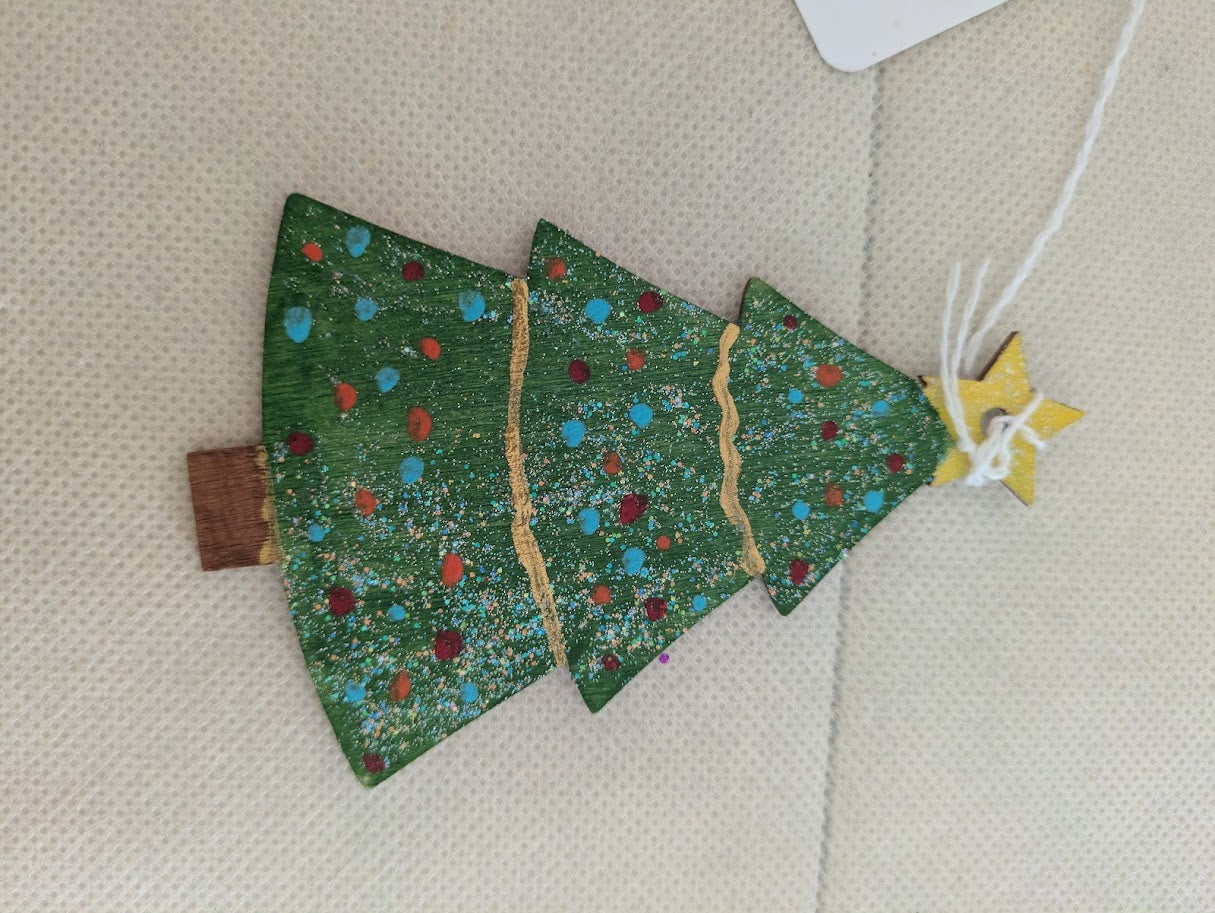 Painted Christmas Tree with Gold Garland