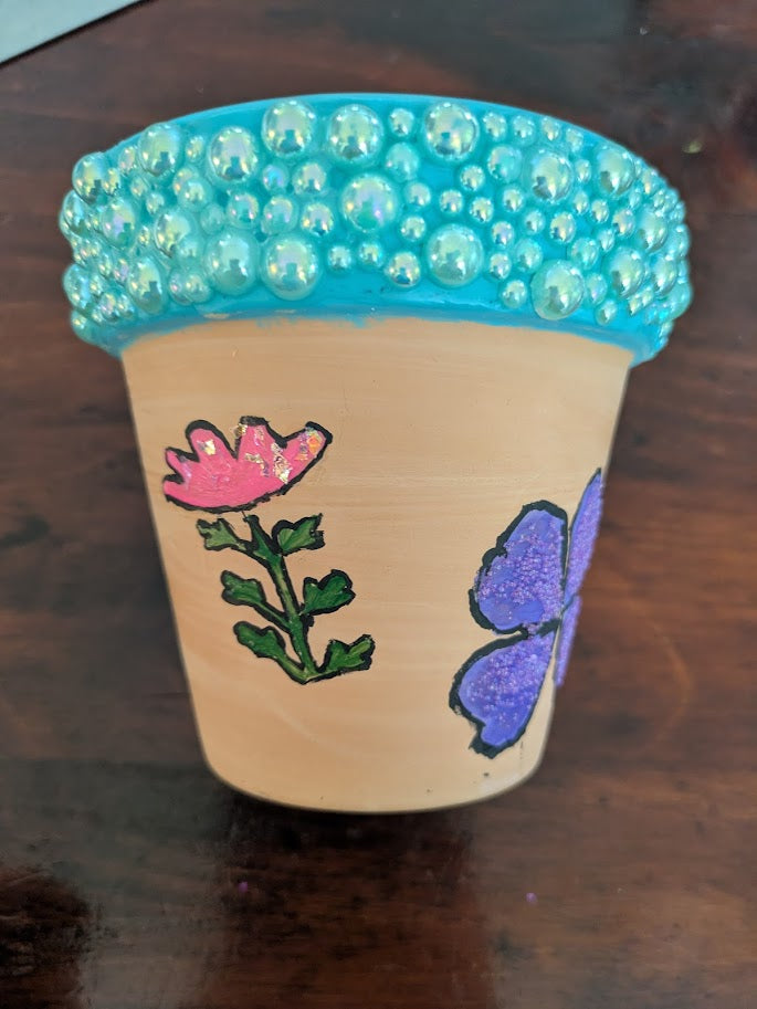 Hand Painted Flower Flower pot