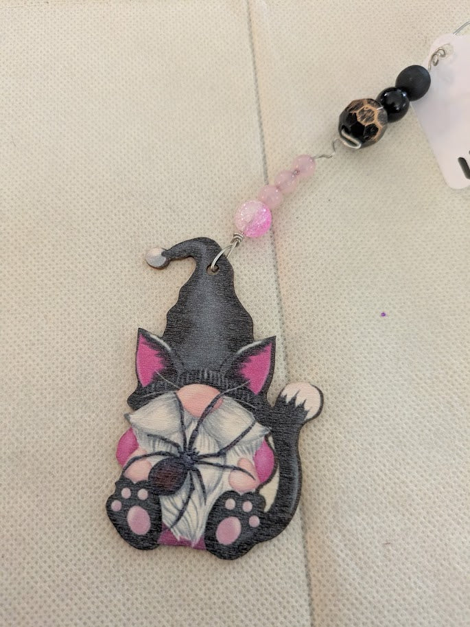 Black Cat Gnome Pink and Black Beads
