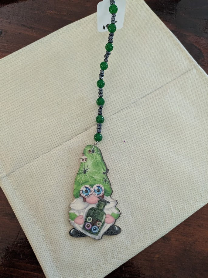 Gnome Green with Big Eyes Green Beads