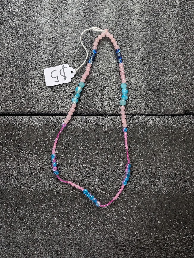 Necklace pink and blue balls